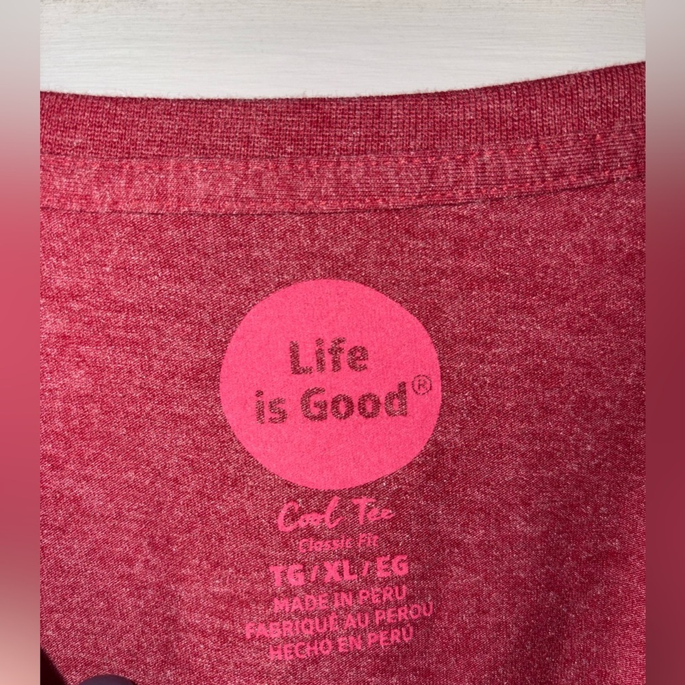 Women’s Life Is Good Long Sleeve Outdoor Graphic V-Neck Tee Red Size XXL - Picture 3 of 4
